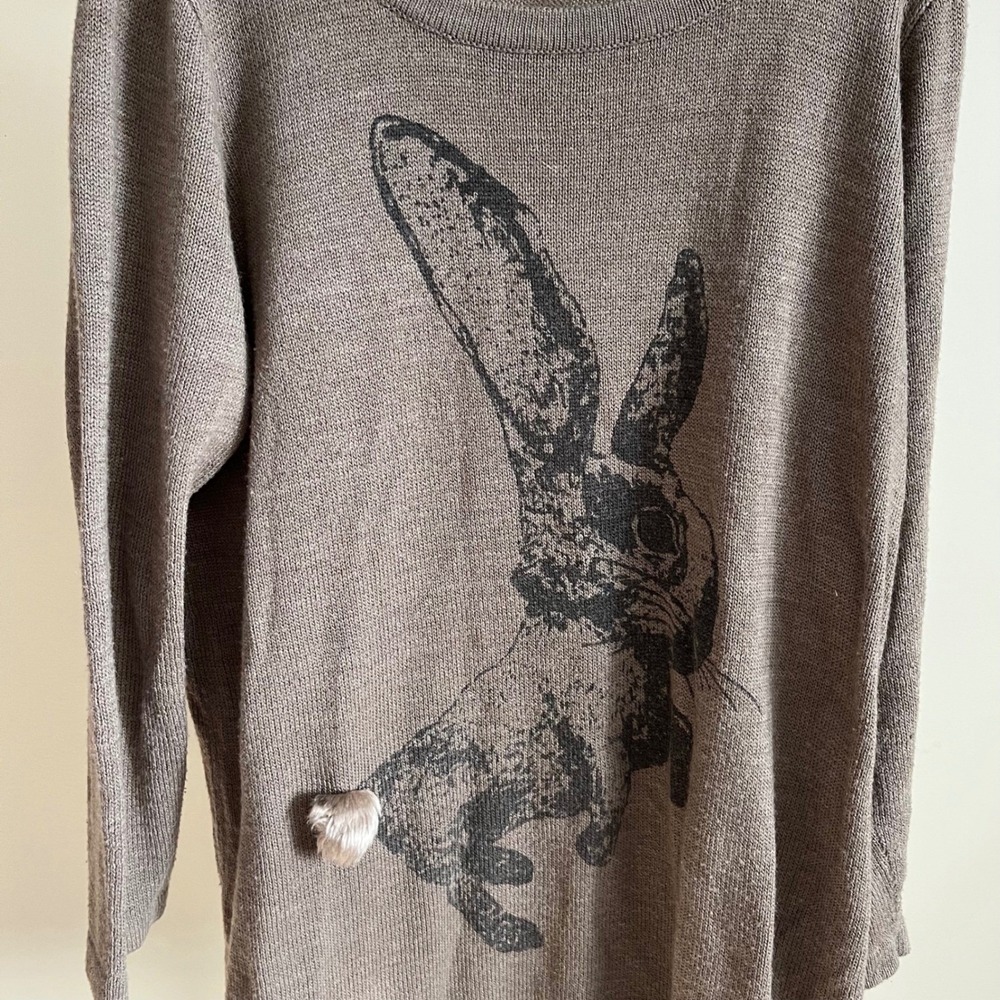 Joe Browns Taupe Knit Sweater Dress Long Sleeve Bunny Print Rabbit Tail Women - Picture 5 of 8